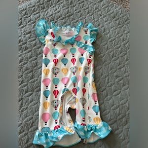 Baby girl pants romper, hot air balloons